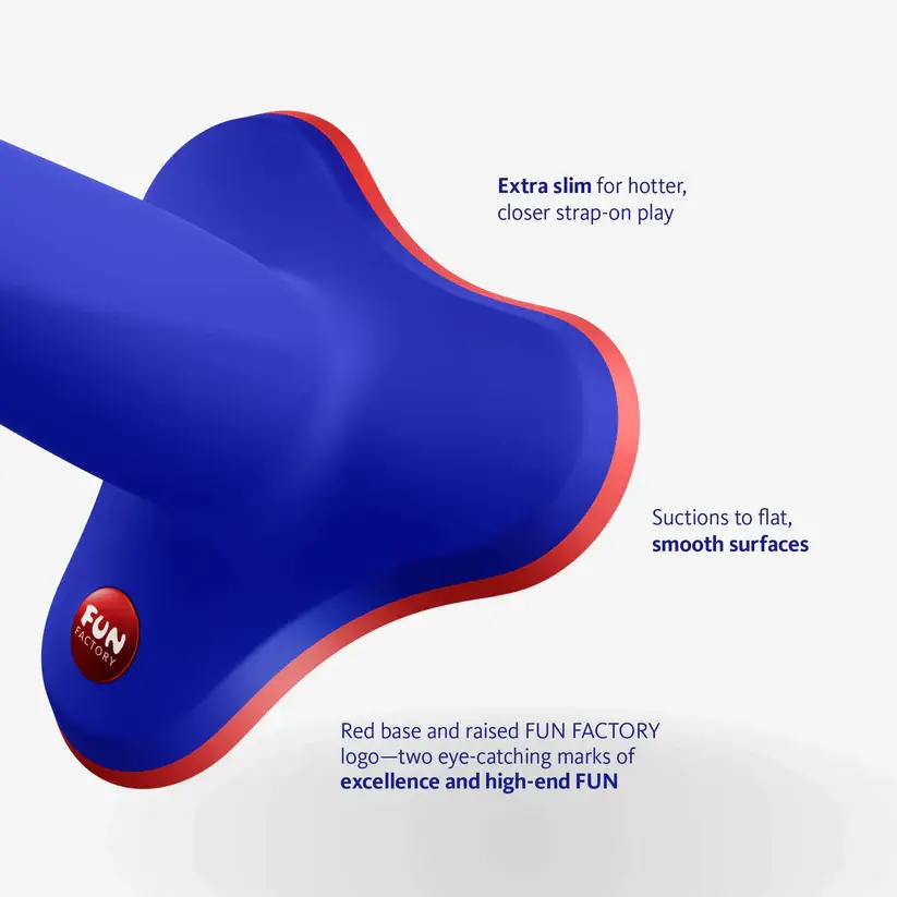 Fun Factory Limba Flex S Dildo mavi silikon, vantuzlu taban ve strap-on uyumlu esnek yapı