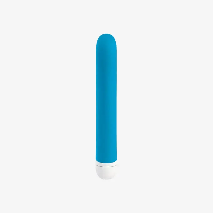 Joupie titreşimli vibratör, mavi silikon, beyaz düğme, minimalist tasarım