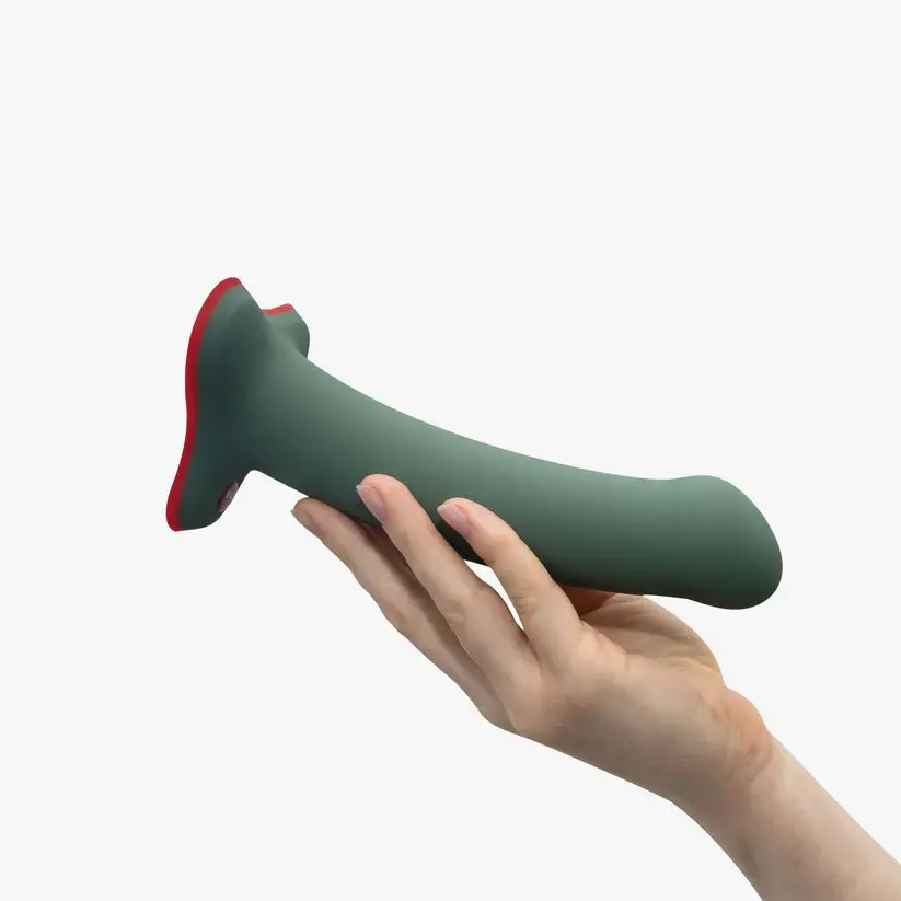 Magnum Dildo – yeşil ve kırmızı renkli, el tutmalı, silikon yetişkin oyuncağı