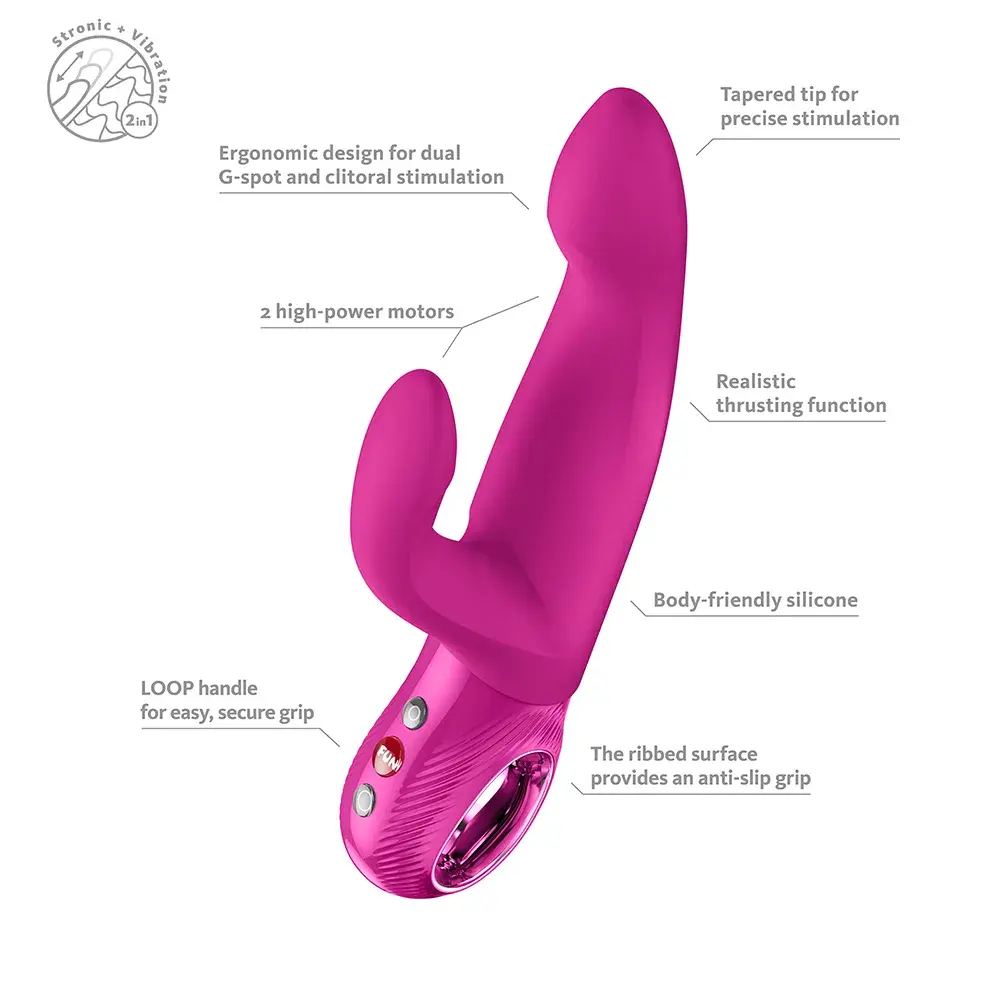 Bi Stronic Immerse 2in1 itme ve titreşimli vibratör, G-spot ve klitoral uyarım, vücut dostu silikon, pembe renk