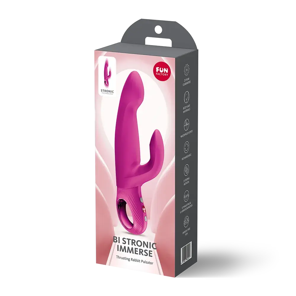 Fun Factory Bi Stronic Immerse itme ve titreşimli vibratör pembe ambalaj kutusu