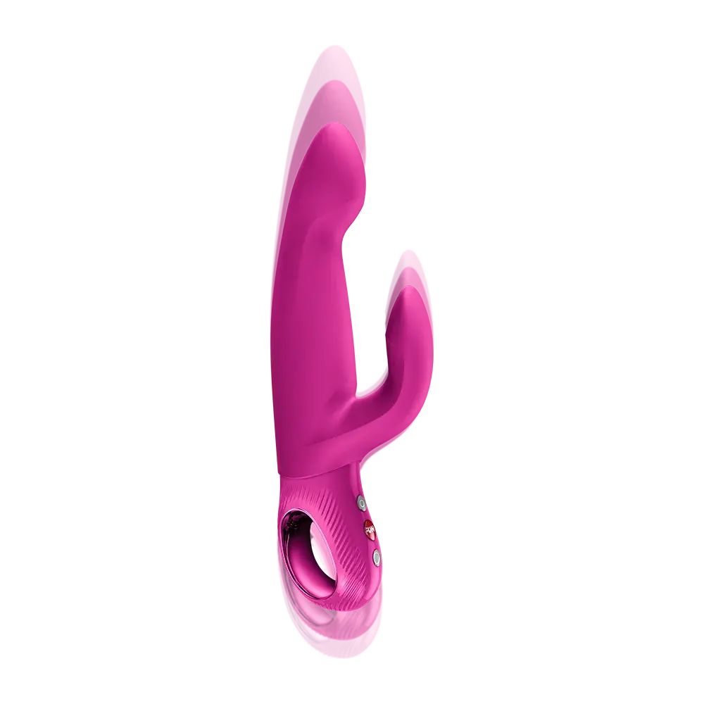 Bi Stronic Immerse pembe itme ve titreşimli vibratör, çift kollu tasarım, siyah arka plan