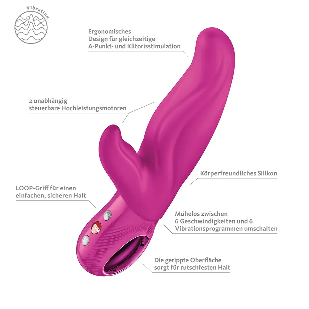 Lady Bi titreşimli vibratör, çift motorlu, ergonomik silikon tasarım, 6 hız ve 6 titreşim programı