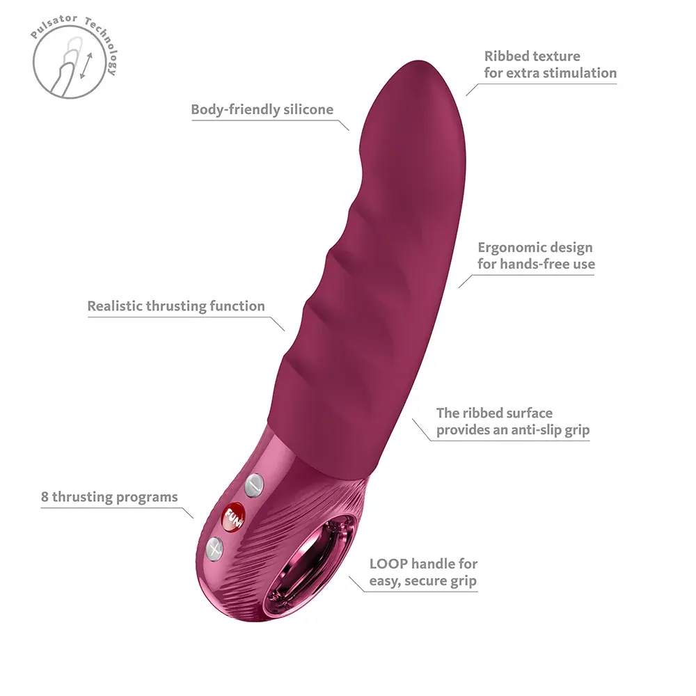 Stronic Deep itme ve titreşim özellikli vibratör, 8 program, silikon, ergonomik loop tutacak, bordo renk