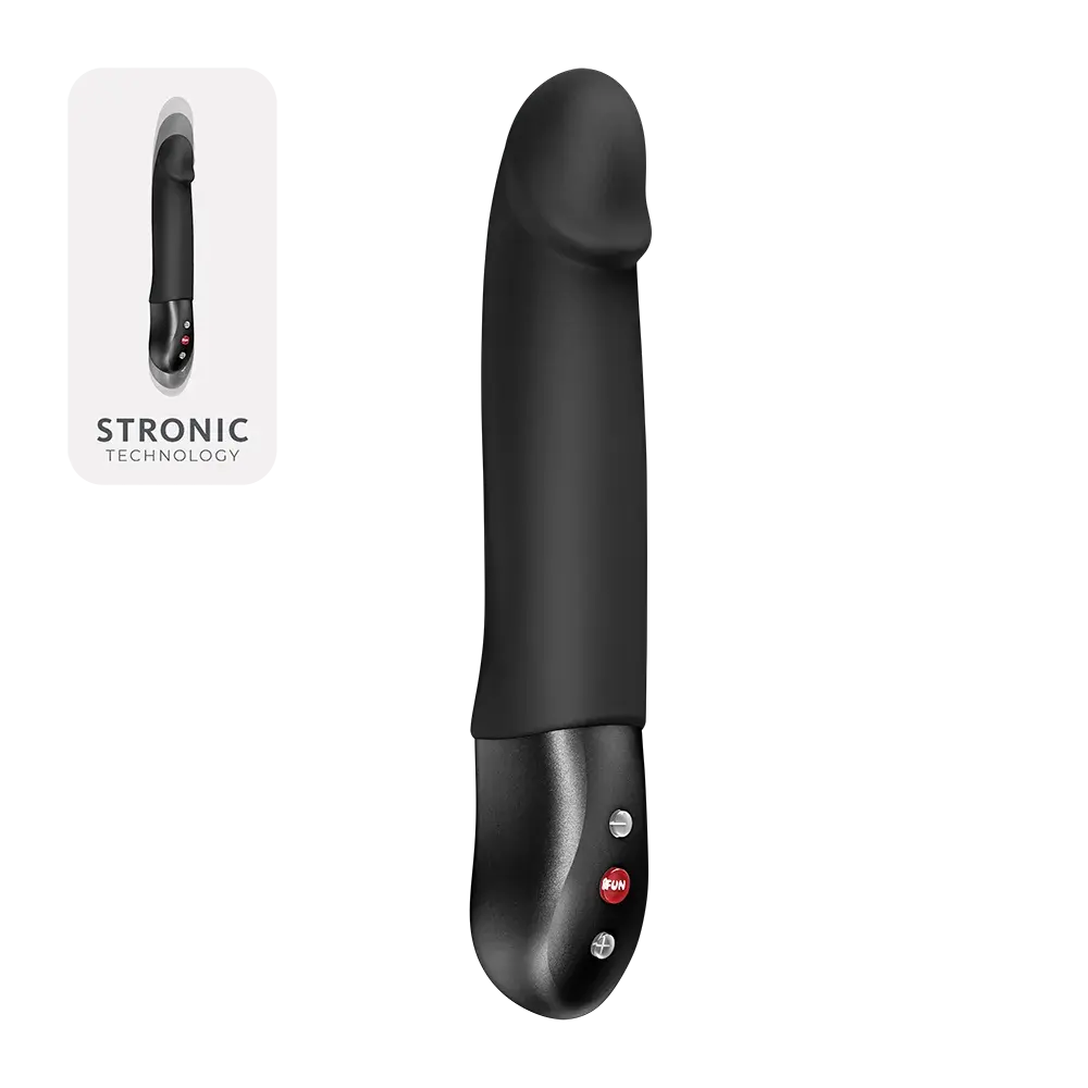 Stronic Real ileri geri hareketli vibratör, siyah silikon, Stronic teknolojili itme hareketi