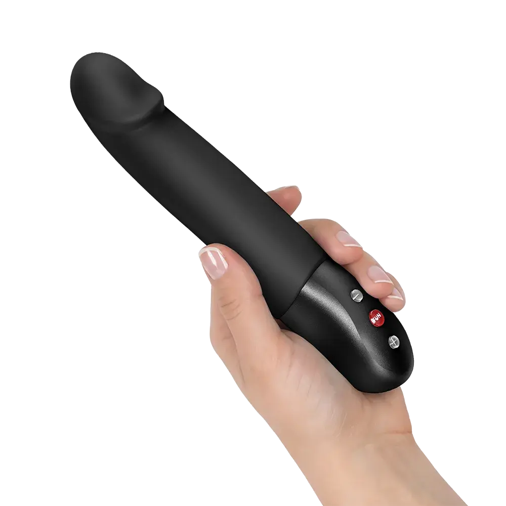 Stronic Real ileri geri hareketli siyah vibratör, kontrol butonlu silikon yetişkin oyuncağı
