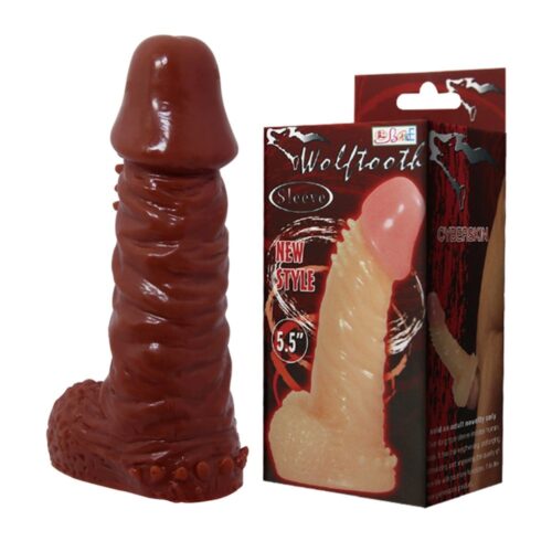 14,4 cm Klitoral Uyarıcılı Tırtıklı Damarlı Penis Kılıfı