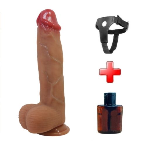 23,5 cm Süper Yumuşak Gerçekçi Silikon Belden Bağlamalı Dildo Penis – Orton