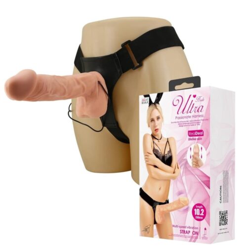 26 cm Belden Bağlamalı İçi Dolu Titreşimli Büyük Strapon Penis