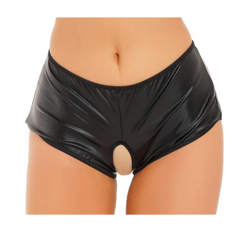 Tegan Fantezi Siyah Özel Bölgeleri Açık Parlak Külot TG270051