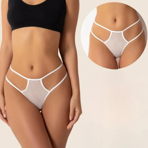 bbb Tegan Büyük Beden Fantazi Beyaz Seksi TÜL Kadın String - Fantezi Tanga TG270039-B