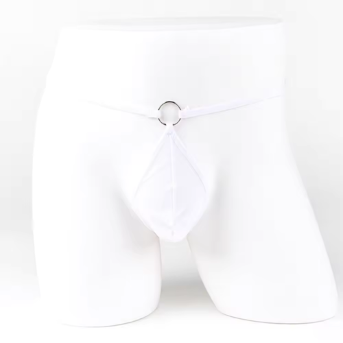 bc4611 Tegan Fantezi Beyaz Transparan Halkalı Tül Erkek String Seksi Erkek İç Çamaşırı TG274611