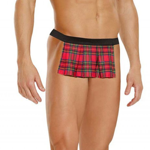 Tegan Fantezi Arkası Açık Ekoseli Erkek Etek  TG274592