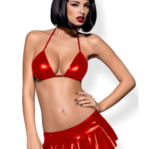 Tegan Fantezi Kırmızı Mini Etekli Seksi SütyenTakım Seksi İç Giyim TG279095