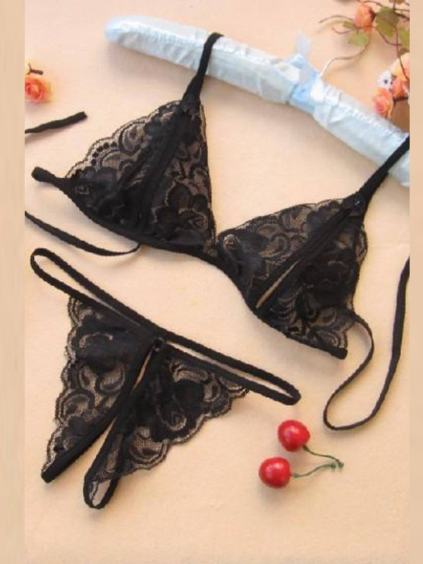 Siyah-fantezi-dantel-seksi-i̇c-giyim-sutyen-kulot-takim - sexshopred | SexshopRed