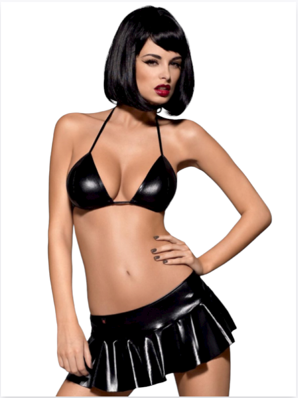 Siyah1-fantezi-mini-etekli-deri-kostum - sexshopred | SexshopRed