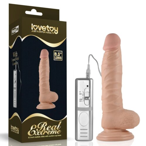21.5 cm Realistik Titreşimli Vantuzlu Anal Vajinal Dildo Penis