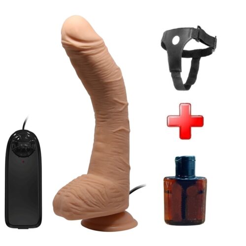 Belden Bağlamalı 28 cm Titreşimli Gerçekçi Kalın Dildo Penis - Alex